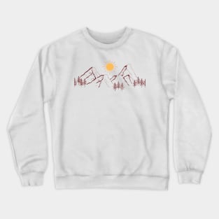 brown mountain yellow sun illustration Crewneck Sweatshirt